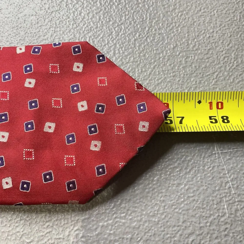 Emanuel Ungaro Silk Tie Vintage Geometric Diamond Square Italy Mens Red Blue